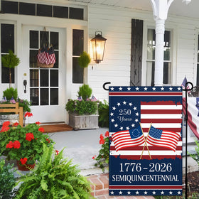 Pziauot 250th Anniversary America Garden Flag close-up print on durable fabric.