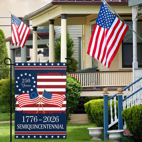 Pziauot 250th Anniversary America Garden Flag fabric detail highlights weatherproof material.