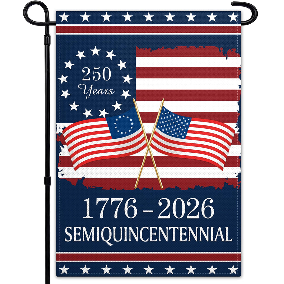 Pziauot 250th Anniversary America Garden Flag front view with vibrant outdoor colors.