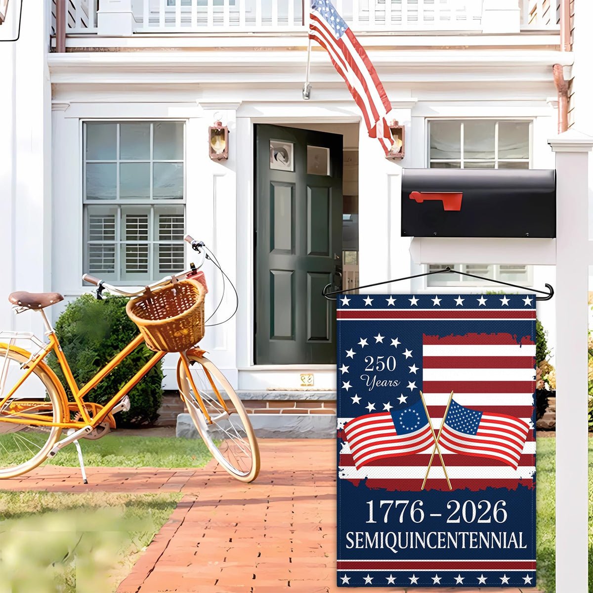 Pziauot 250th Anniversary America Garden Flag outdoor display for yards.