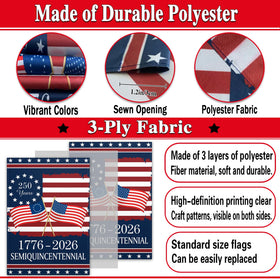 Pziauot 250th Anniversary America Garden Flag side view shows double-sided colors.