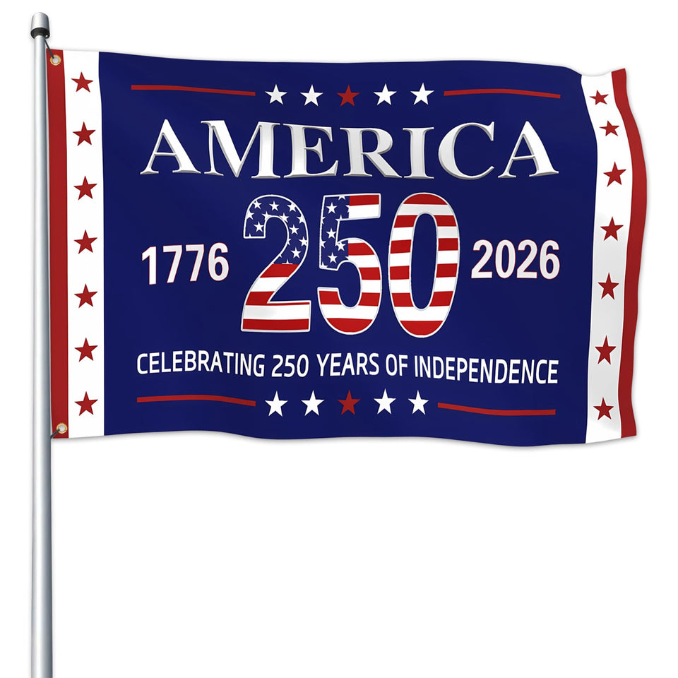 Pziauot 250th anniversary flag 3x5 outdoor banner, durable fabric for long-lasting patriotic display.