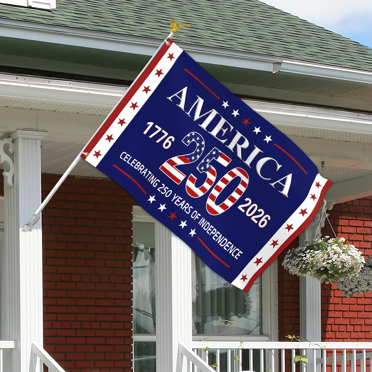 Pziauot flag hung on porch or balcony for vivid outdoor decor.