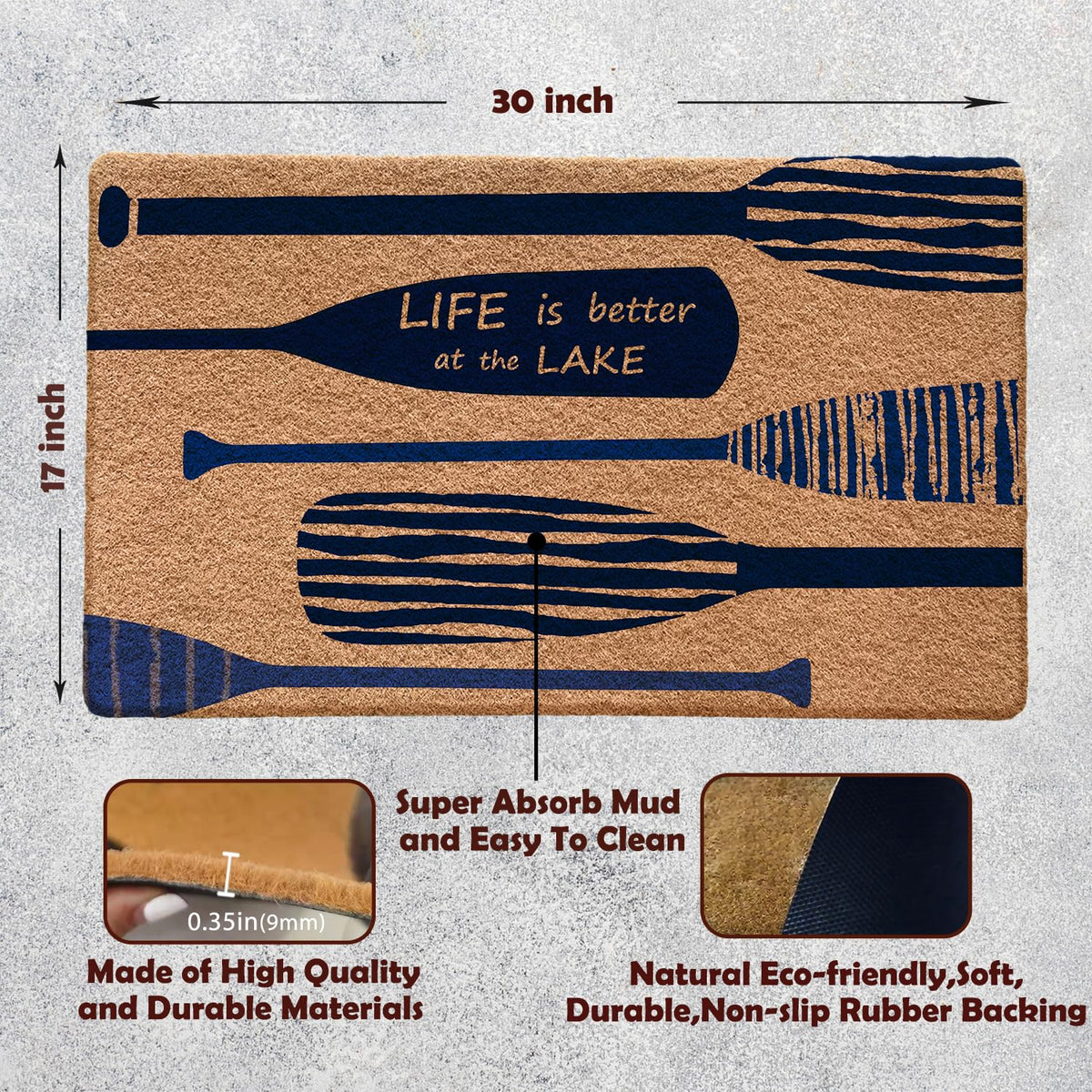 Qabliqo lake decor door mat blends style with practical dirt control