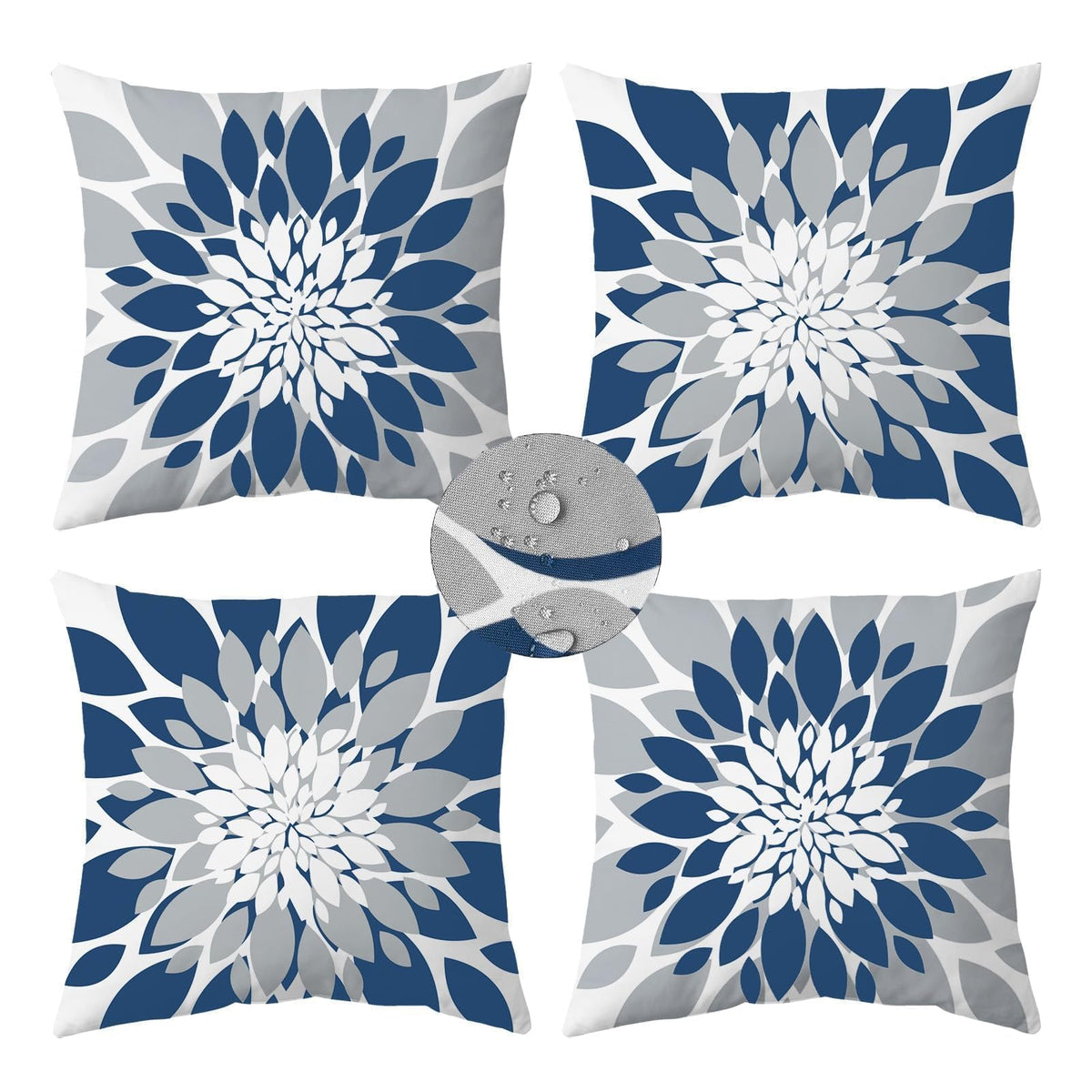 Qahing outdoor pillow cover front view with dahlia print for patio styling