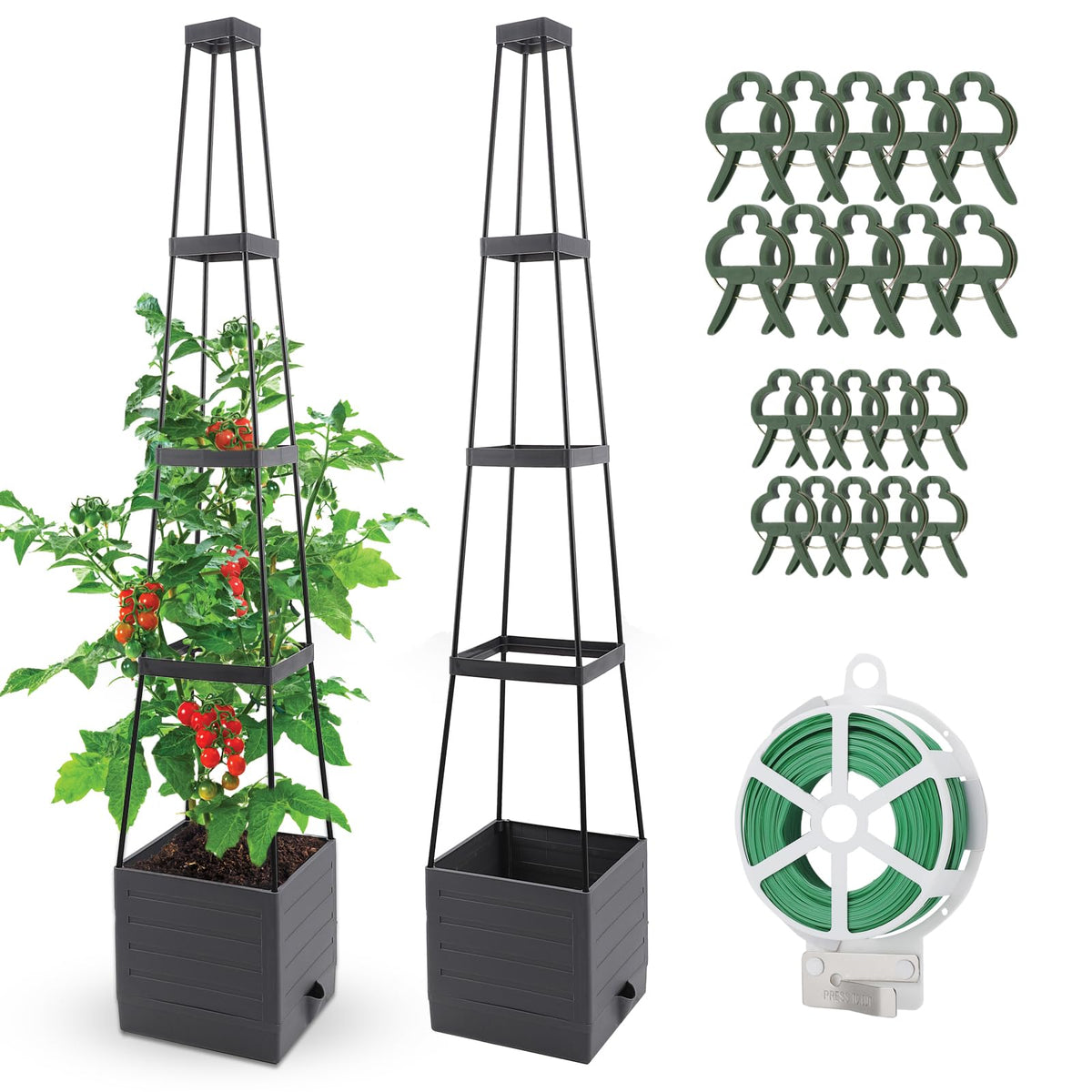 Qaobo 2-pack raised beds with trellis provide sturdy support for climbing plants.