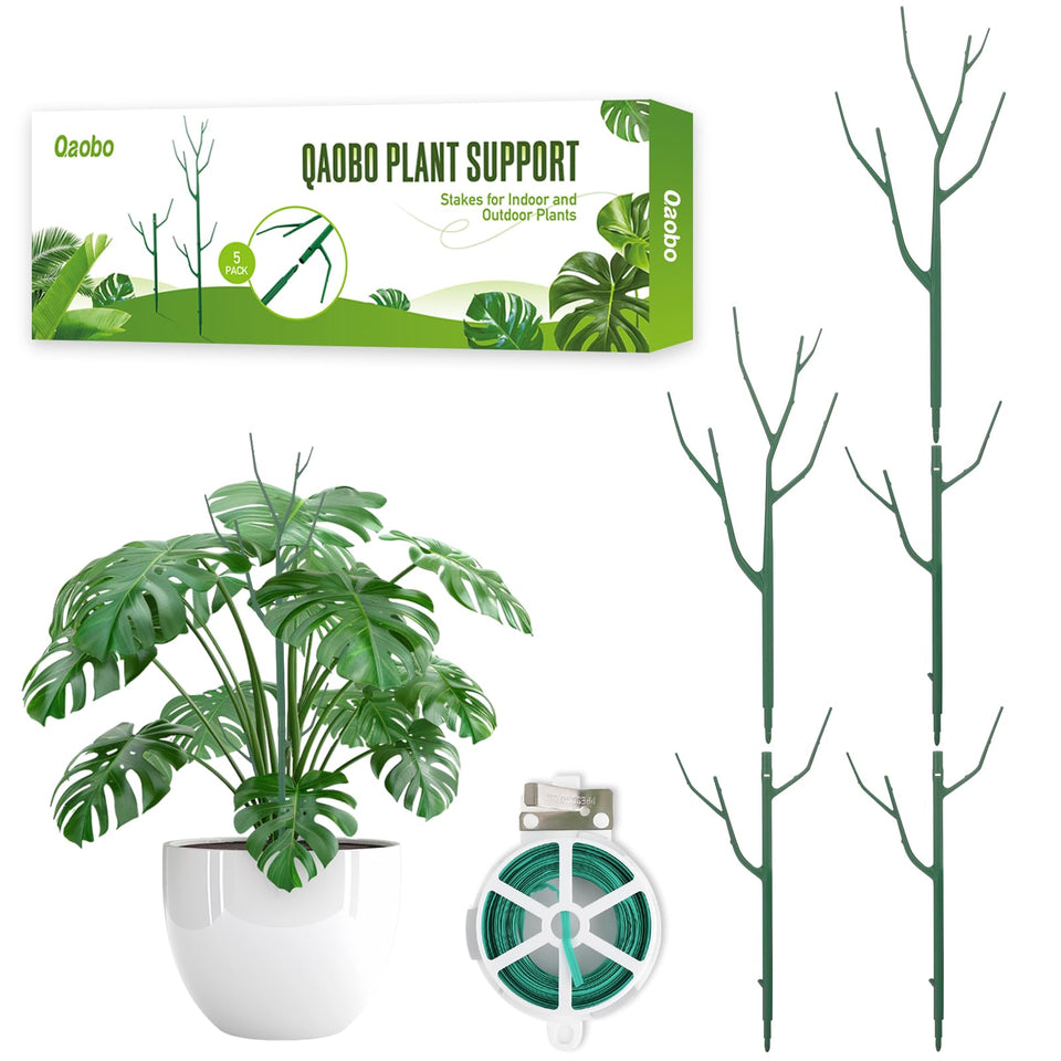 Qaobo 5-pack plant support stakes for monstera provide sturdy climbing support.