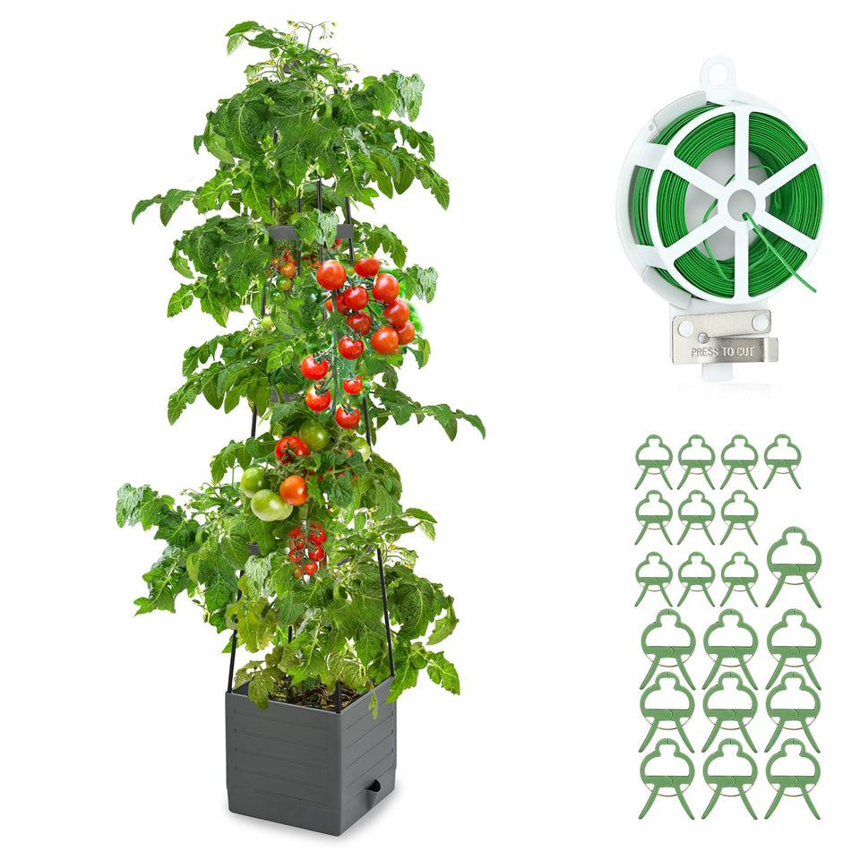 Qaobo raised garden bed with trellis supports climbing plants outdoors.