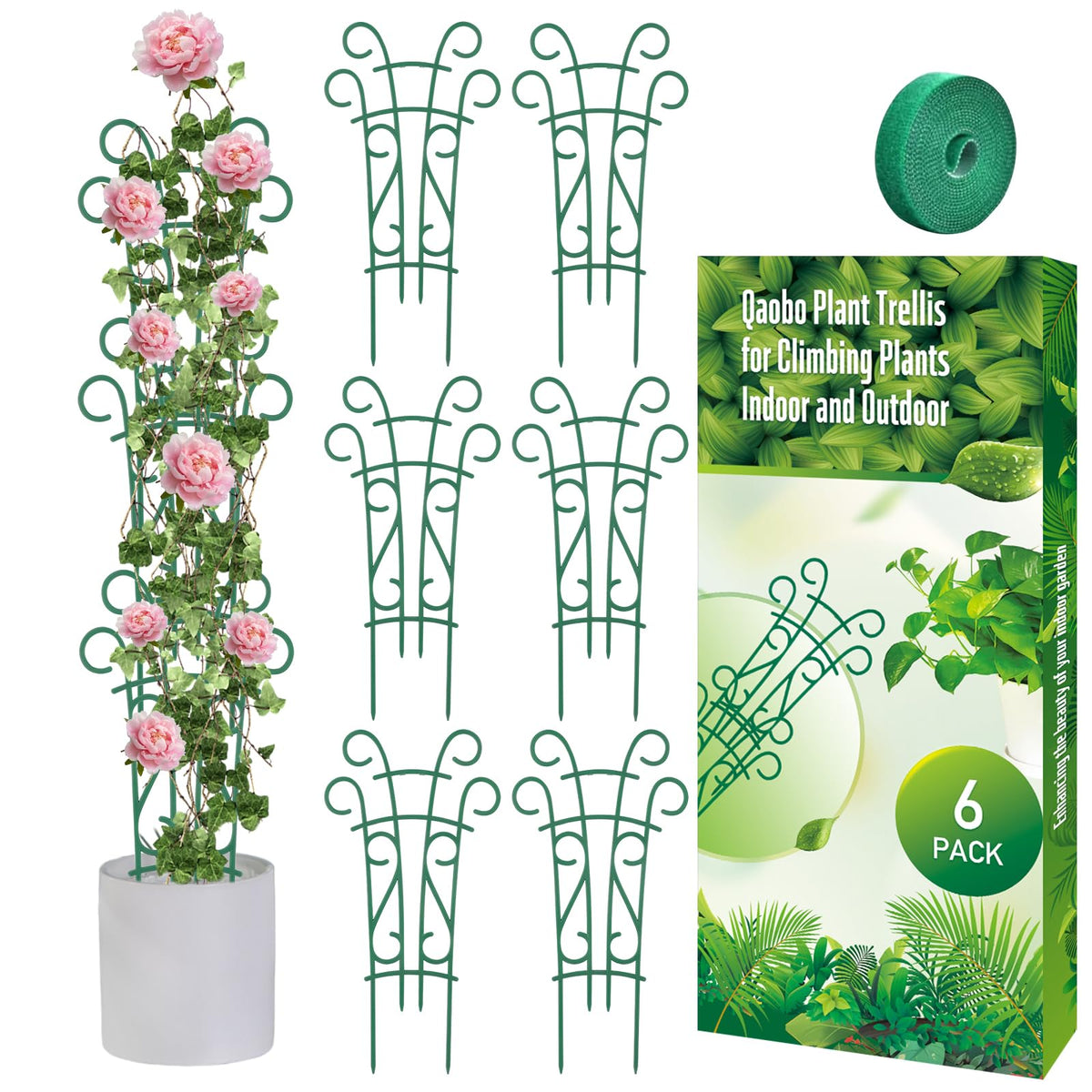 Qaobo stackable 14in trellis supports small indoor climbers with sturdy design.