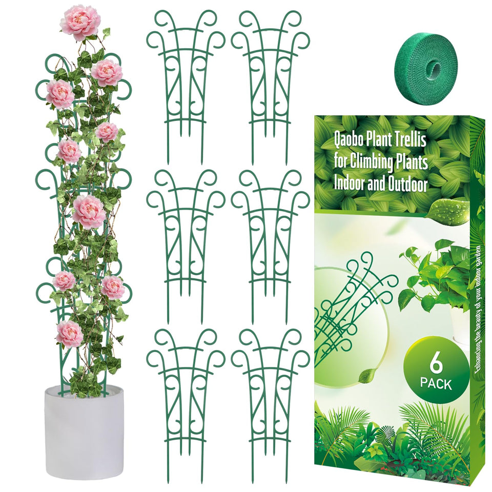 Qaobo stackable 14in trellis supports small indoor climbers with sturdy design.
