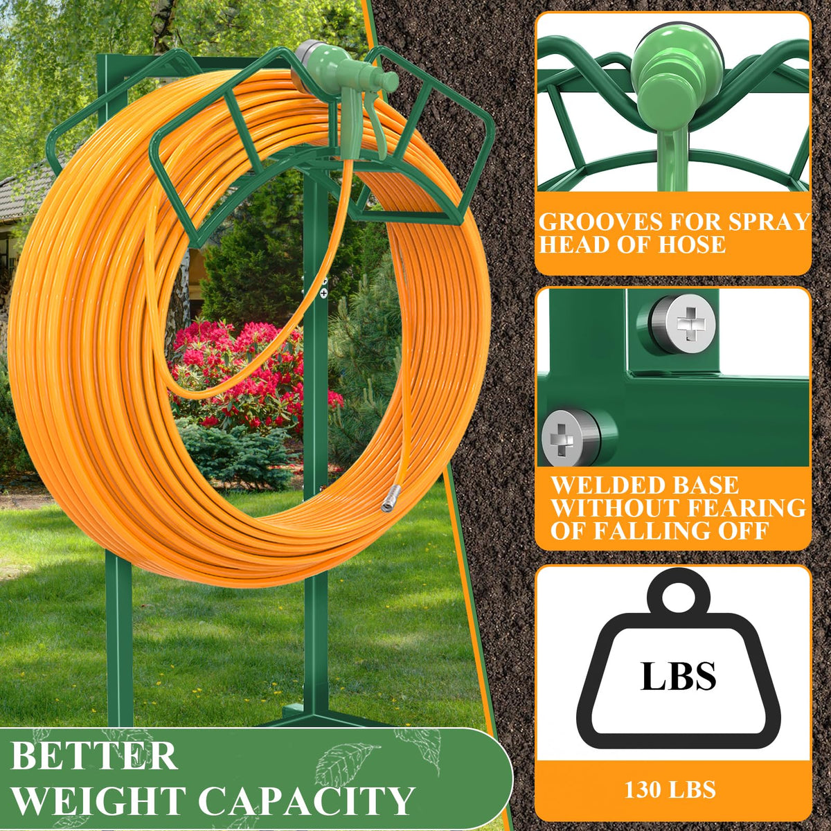 Qatsrin hose holder arch design allows gentle hose bending for tangle-free storage.