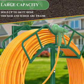 Qatsrin hose holder metal construction resists rust for outdoor durability.