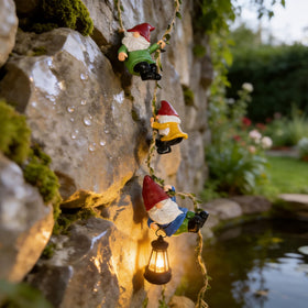 QCF Garden Gnomes 3-pack hanging solar lights ready for outdoor ambiance