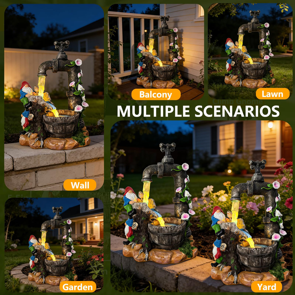 QCF gnome patio decor adds charm to porches and patios.