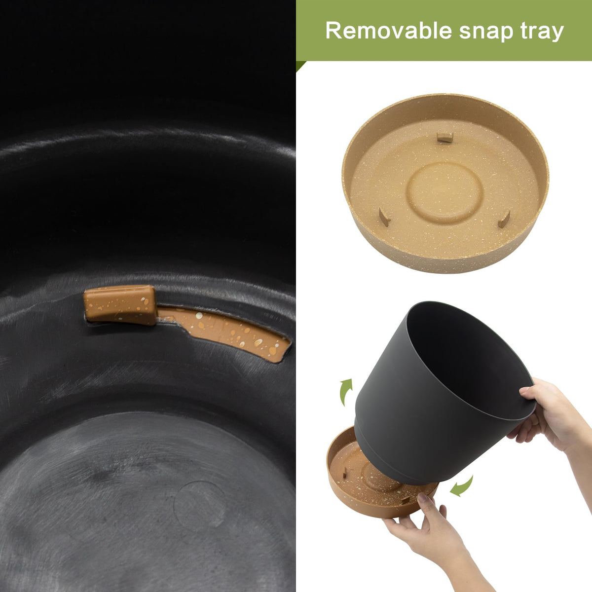 QCQHDU plant pot with saucer tray keeps surfaces clean while watering