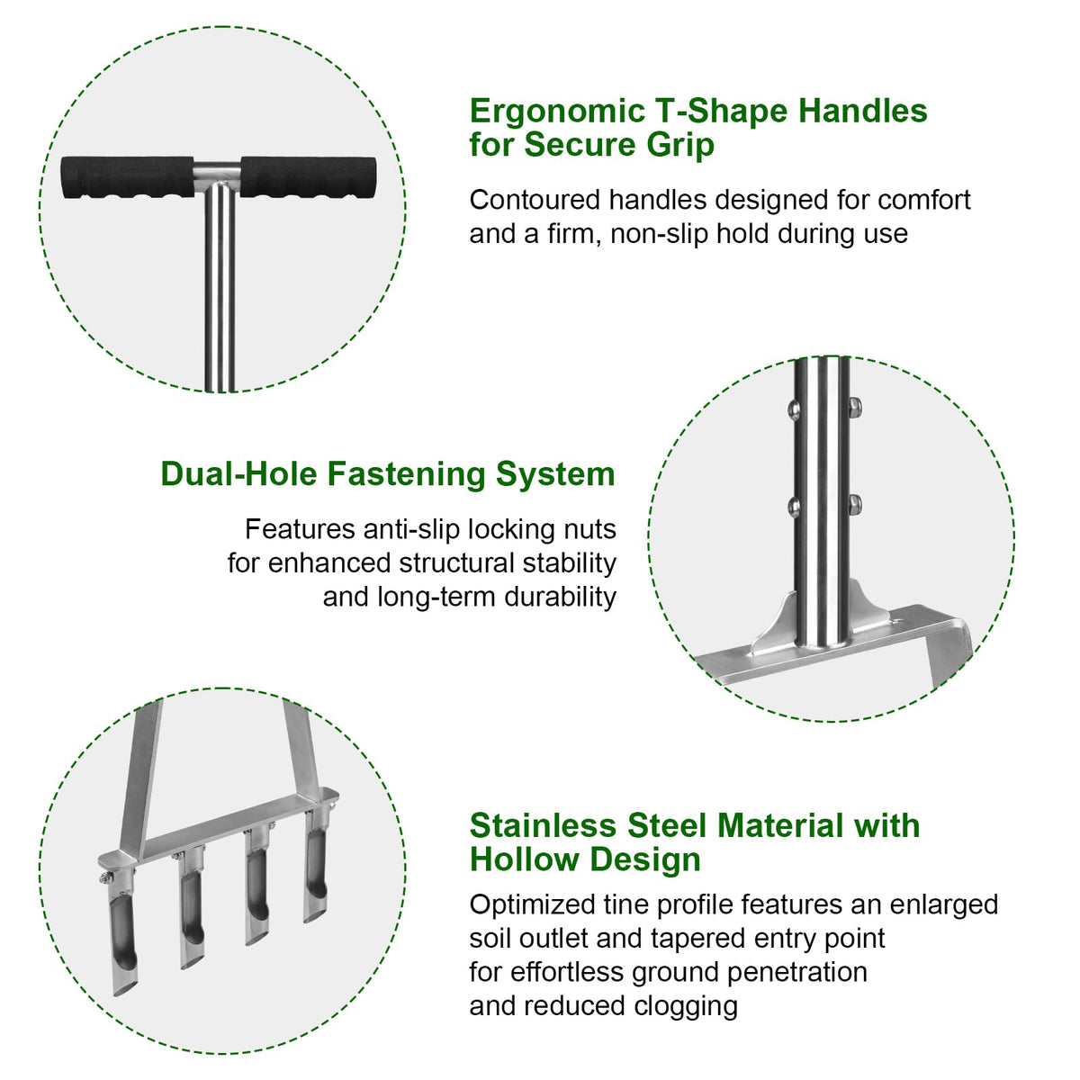 Qdreclod aerator helps reduce thatch and soil compaction for thicker turf.