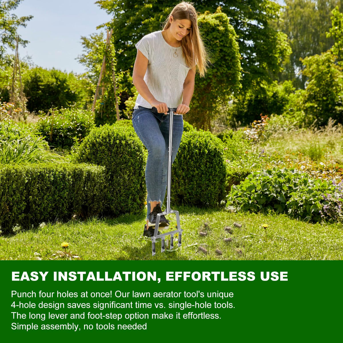 Qdreclod durable steel construction resists rust for long-lasting lawn care.