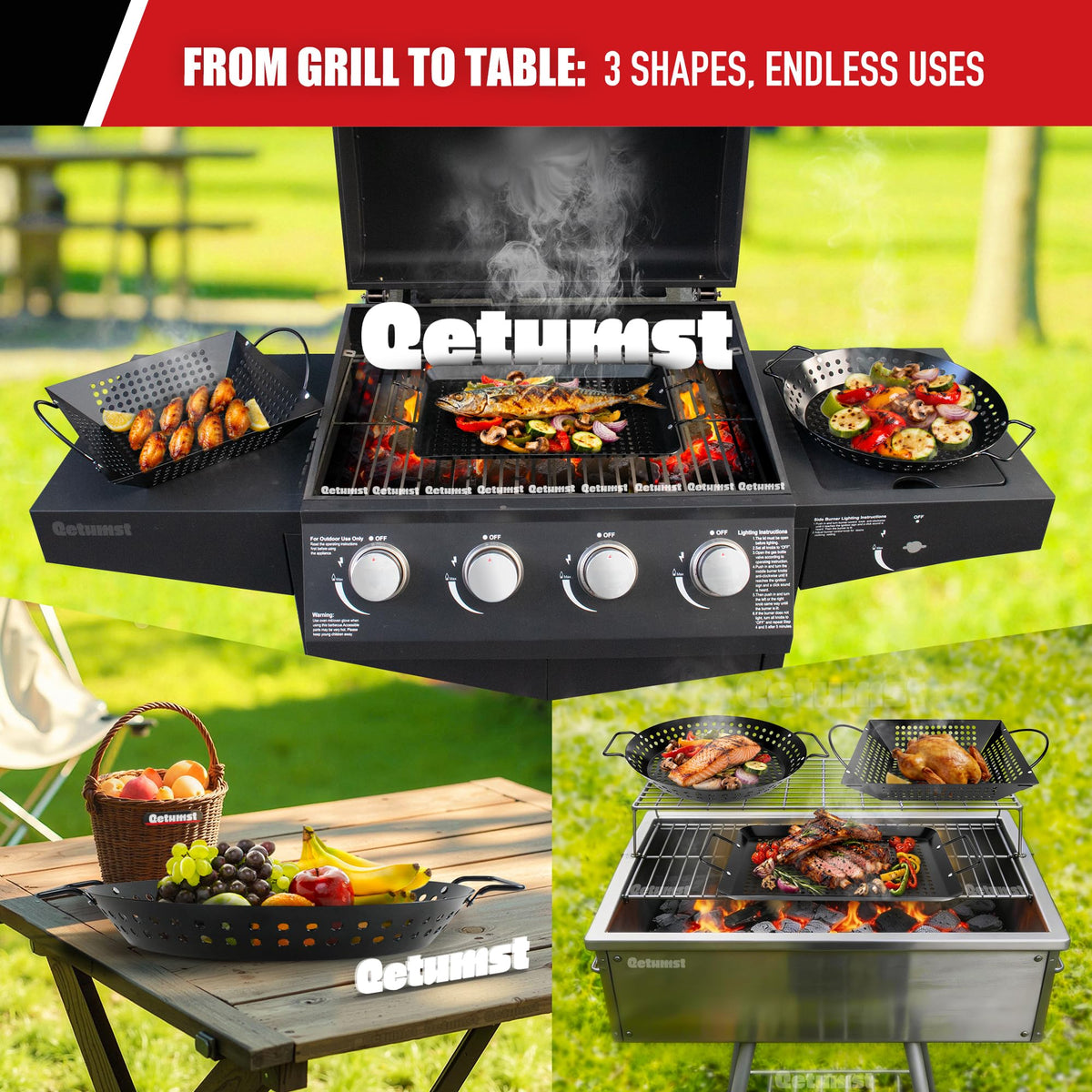 Qetumst heavy-duty warp-resistant steel resists bending on hot grills