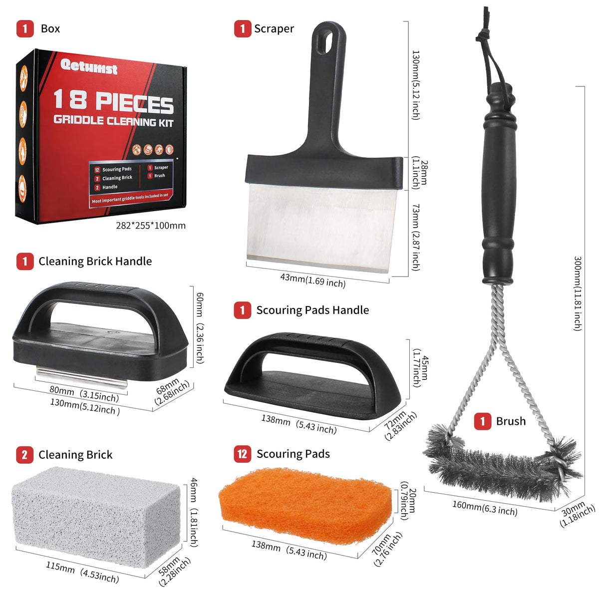 Qetumst scouring pads with handles protect hands while tackling stubborn grime.