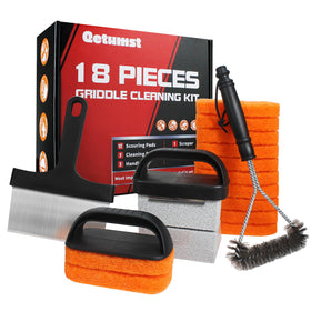 Qetumst upgraded griddle scraper removes baked-on residue for a smoother hot surface.