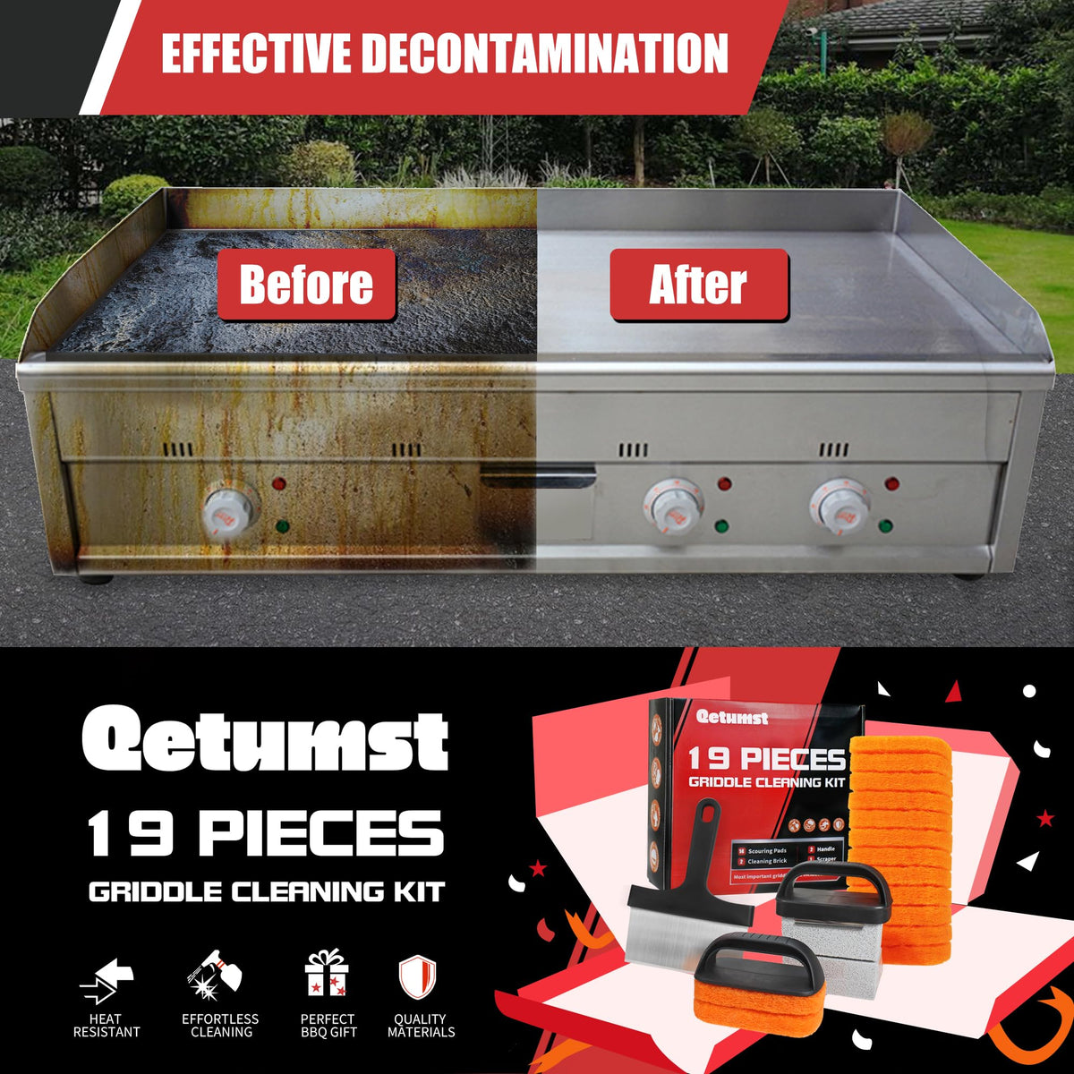 Qetumst upgraded griddle cleaning kit gift-packaging ideal for gifting