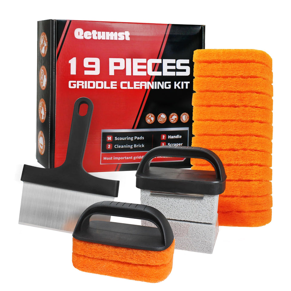 Qetumst upgraded griddle cleaning kit griddle-scraper for quick residue removal