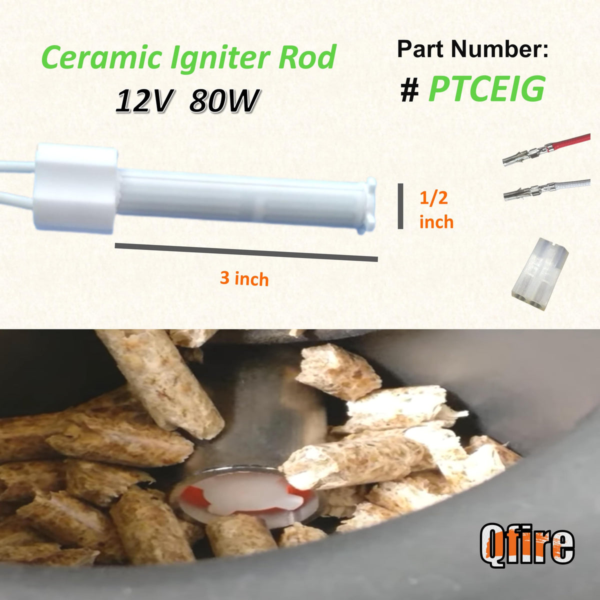 Qfire igniter rod for Recteq Deck Boss 590 speeds grill preheat