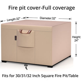 QH.HOME 900D tear-resistant square fire pit cover guards against outdoor wear.
