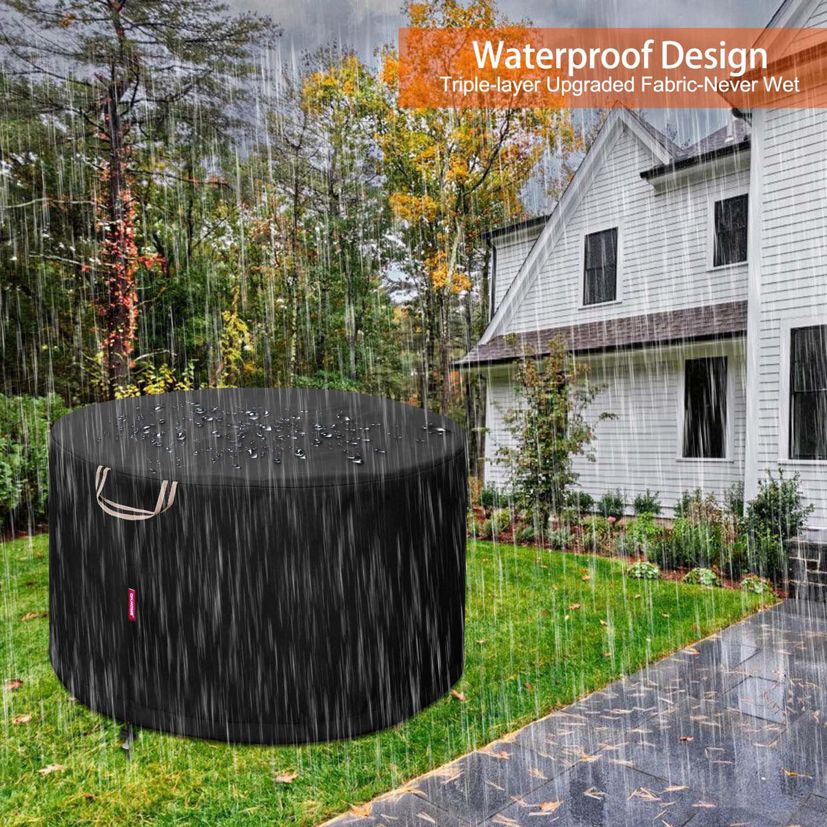 QH.HOME fire pit cover keeps your outdoor setup ready for use.
