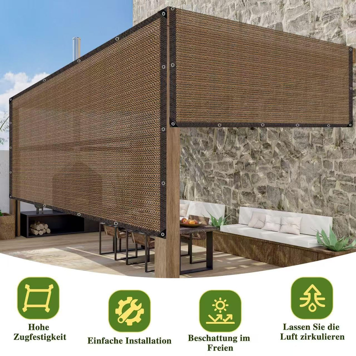 QHAIYYBF shade net for carport or balcony reduces heat and dust.