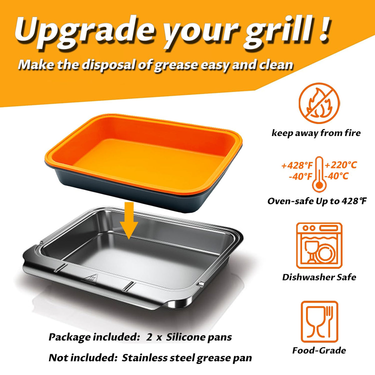 QHAND silicone drip pan dishwasher-safe close-up highlighting easy cleanup