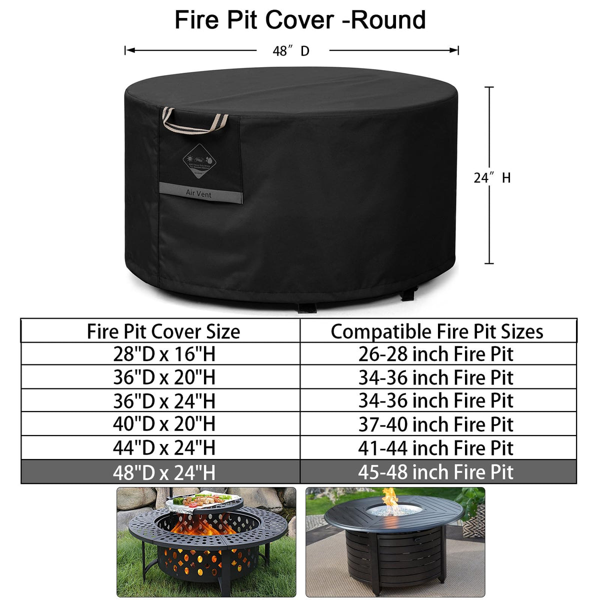 QH.HOME 600D heavy-duty oxford fabric provides durability for outdoor pits.