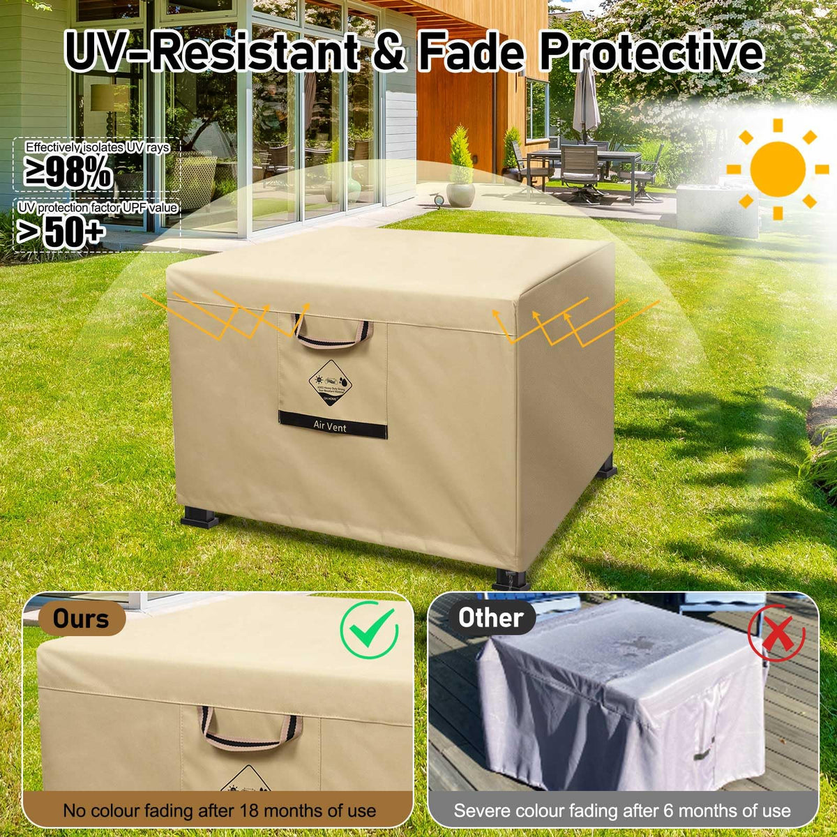 QH.HOME 738N max tension cover highlights adjustable drawstring for a snug fit.