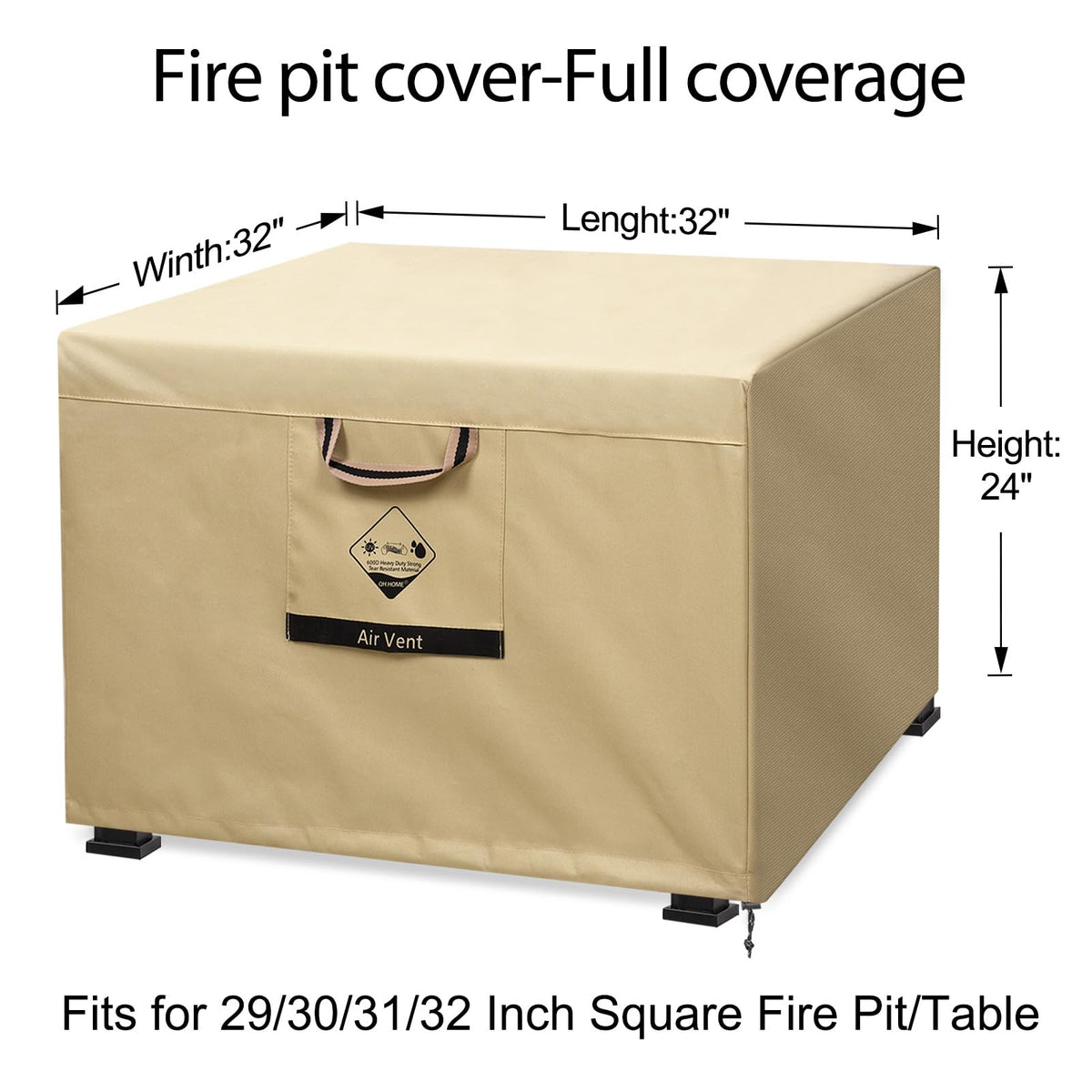 QH.HOME 738N max tension cover side view with secure drawstring.