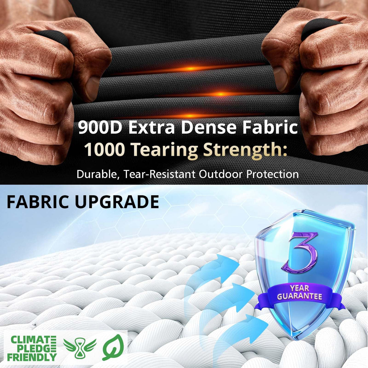 QH.HOME 900D fabric close-up highlights rugged durability and stitching
