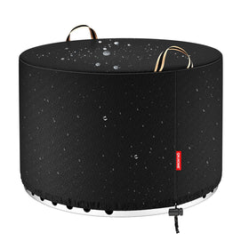 QH.HOME 900D Yukon round cover on fire pit showing durable protection