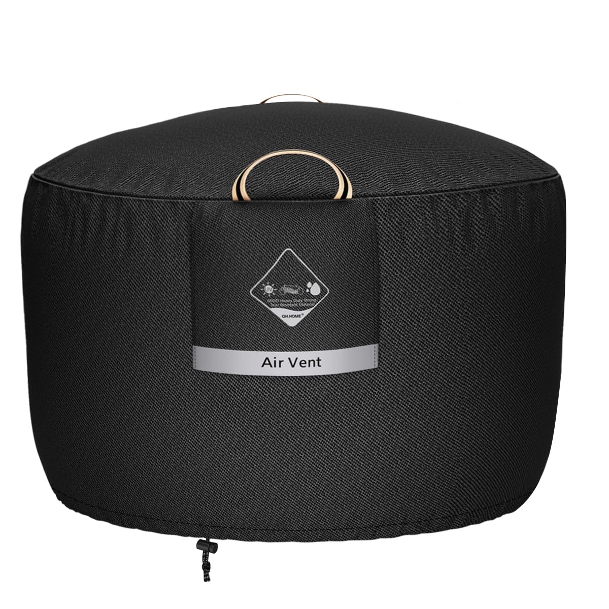 QH.HOME 36-inch round fire pit cover on a pit protects from rain and sun