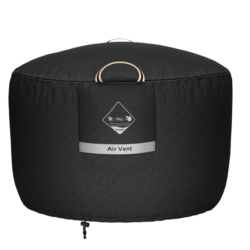 QH.HOME 36-inch round fire pit cover on a pit protects from rain and sun