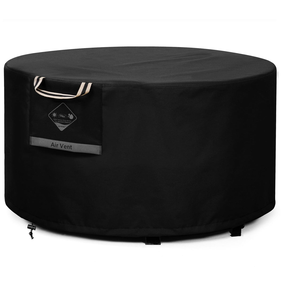 QH.HOME 40-inch round fire pit cover protects against rain and dust.