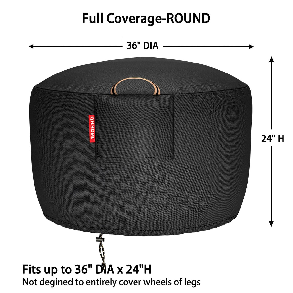 QH.HOME adjustable drawstring ensures secure windproof fit on round pits