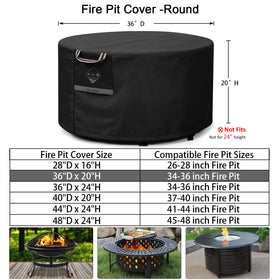 QH.HOME round fire pit cover, 20-inch height fully shields the pit.