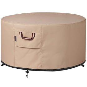 QH.HOME round fire pit cover on a 44-inch pit provides full protection