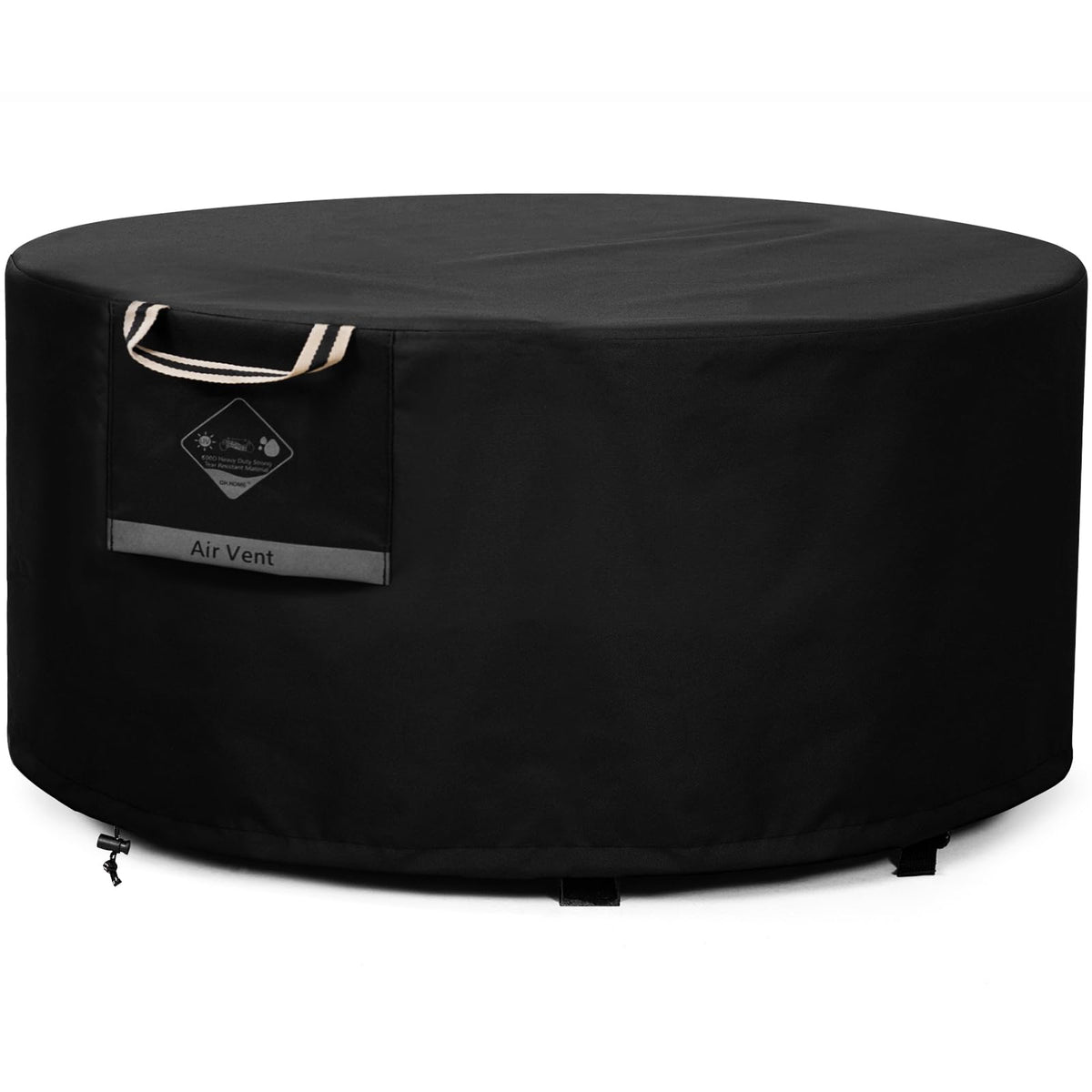 QH.HOME round fire pit cover 44in protects against rain and debris.