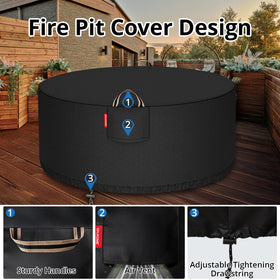 QH.HOME round fire pit cover compatible with most brands up to 44 inches