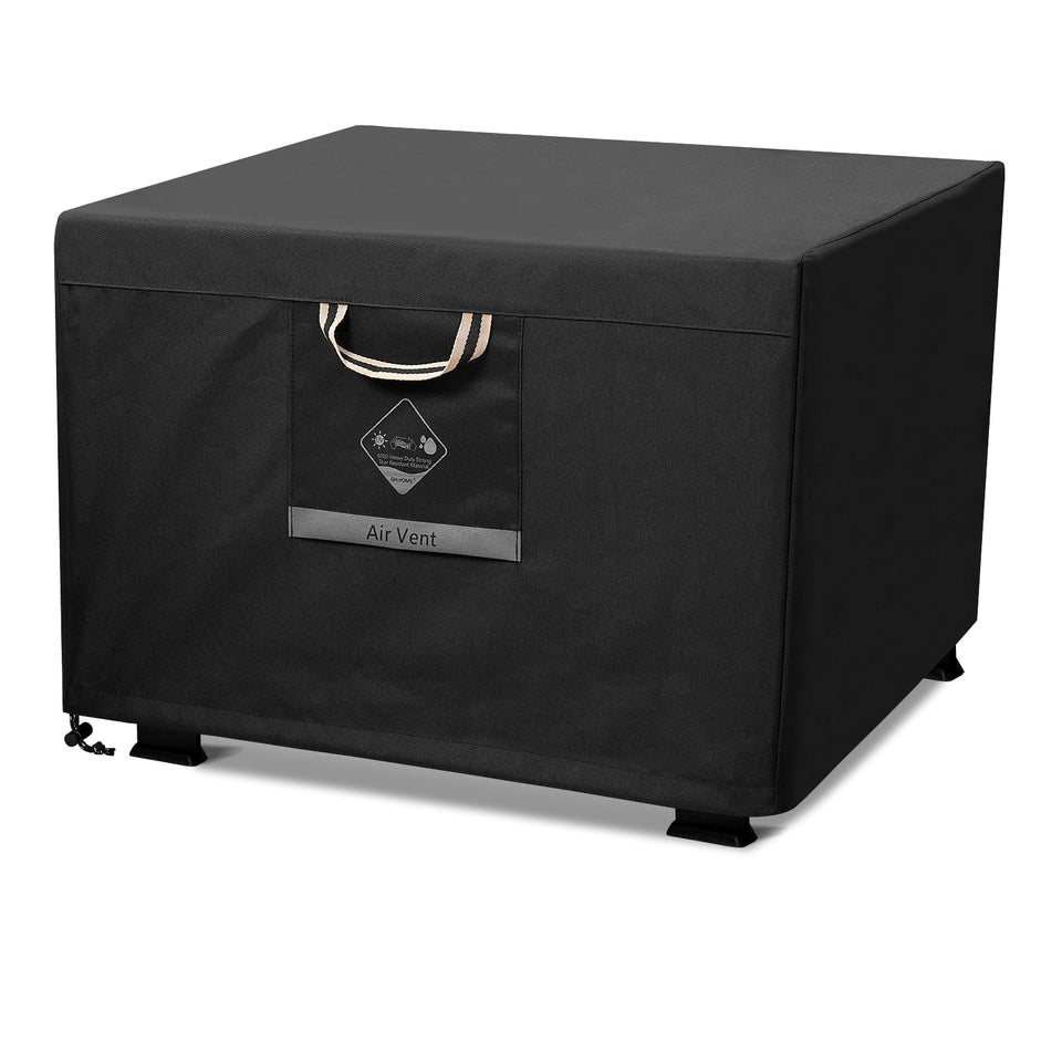 QH.HOME square 32-inch fire pit cover waterproof protects from rain and debris.