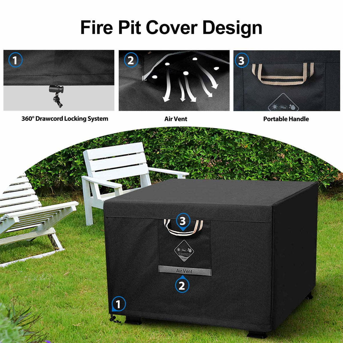 QH.HOME square cover shields against dust, leaves, and weather debris.