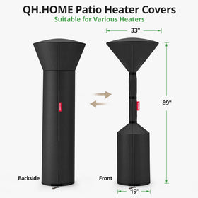 QH.HOME durable black patio heater cover ready for all seasons.