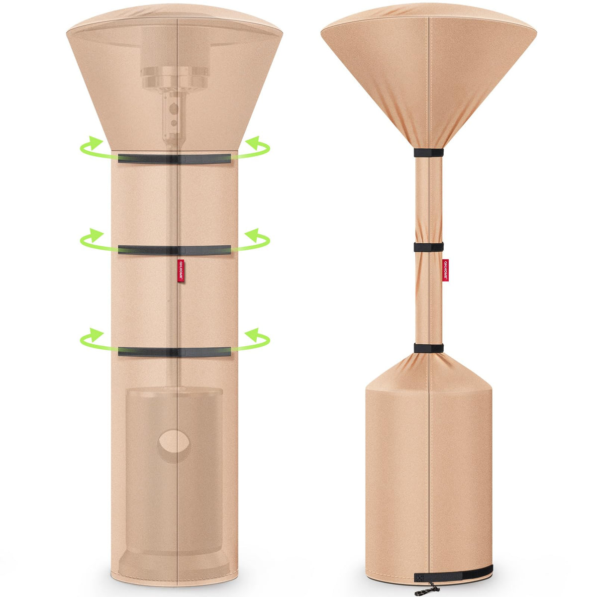QH.HOME patio heater cover with tear-resistant 500D fabric shields against wear.