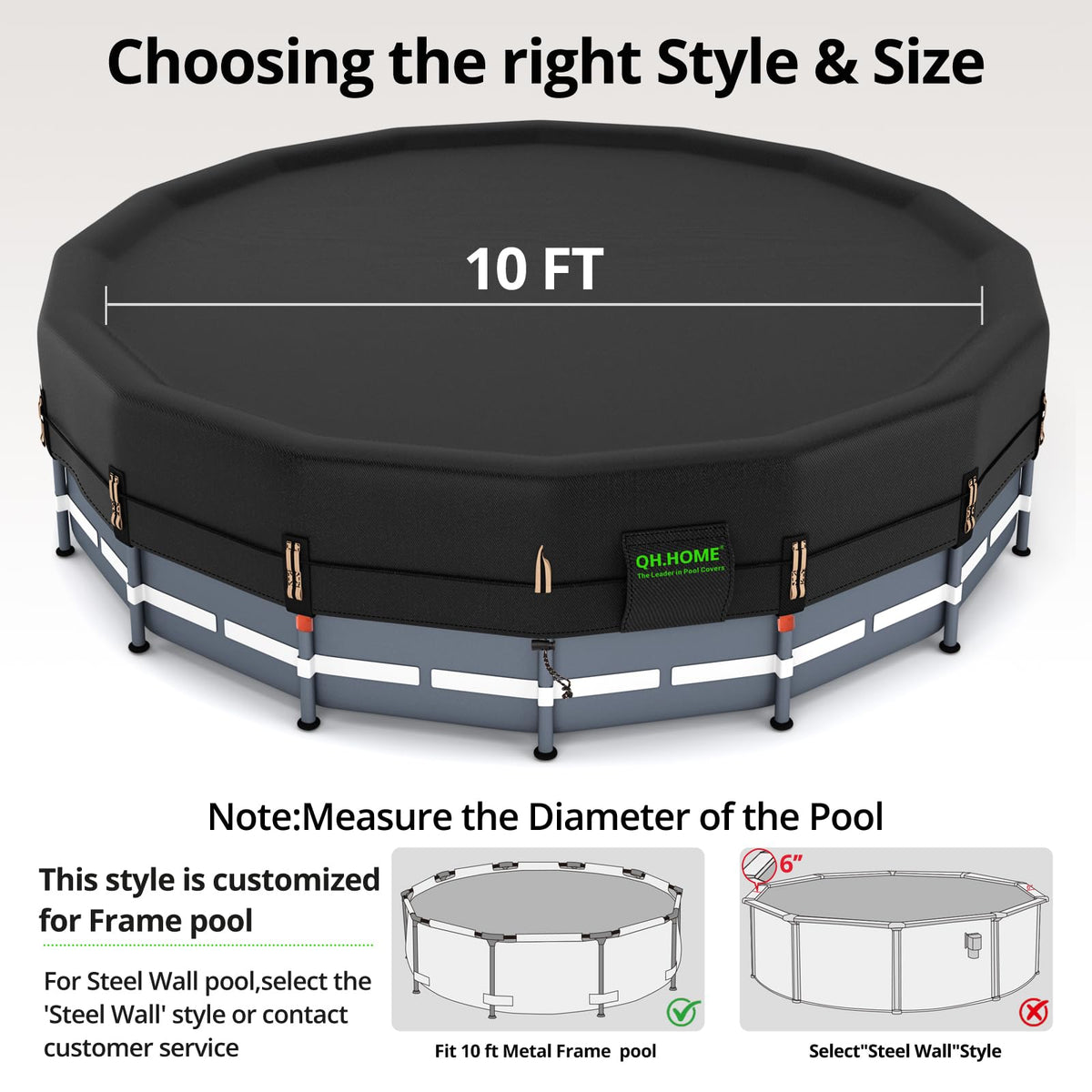 QH.HOME quadruple windproof design protects round pools during strong winds.