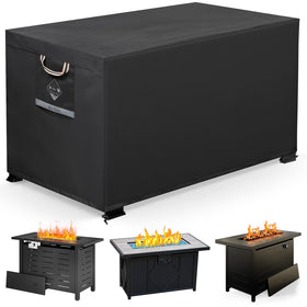 QH.HOME rectangular fire pit cover front view protects against rain and debris